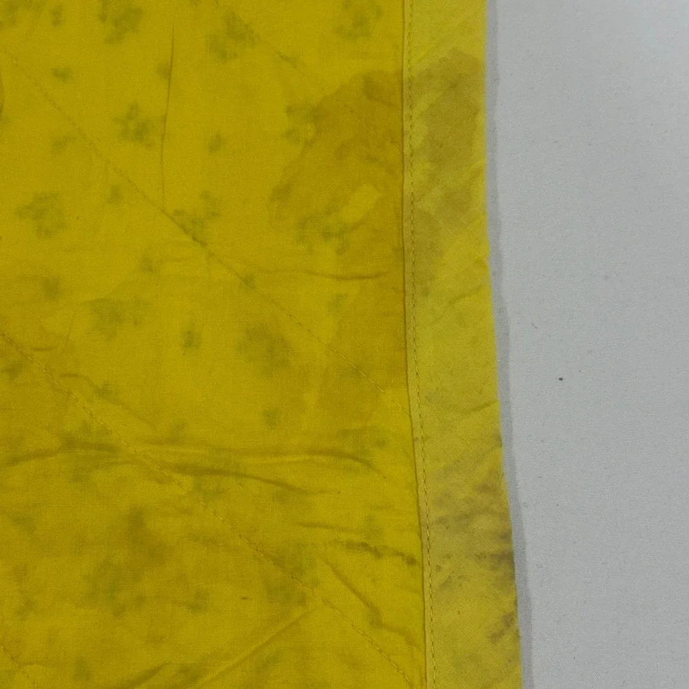 Vintage Nursery Rhyme Baby Quilt Yellow White Hand Painted Hand Made 40x51